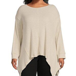 Westbound Plus Size Long Sleeve Crew Neck Shark Bite Hem Top - size 3X Plus